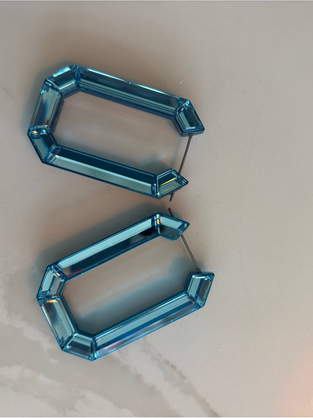 Swarovski Lucent Blue Crystal Hoop Earrings - Picture 6 of 9
